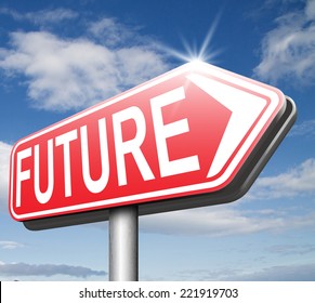 Bright Future Ahead Planning A Happy Future Having A Good Plan With Text And Word Concept Road Sign Arrow 