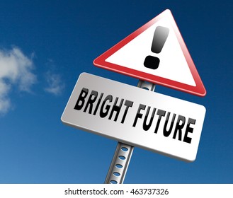 Bright Future Ahead Road Sign Indicating Direction To Planning A Happy Future Having A Good Plan Billboard 3D Illustration
