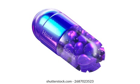 Bright Futuristic Capsule with Head-Shaped Content on White Background.