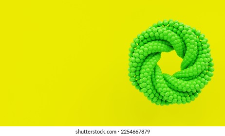 Bright green abstract spiral round shape of stones on a bright yellow background 3D rendering - Powered by Shutterstock