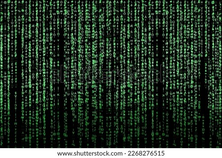 Bright green digital code number abstract background, represent coding technology and programming languages.