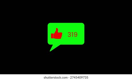 Bright green speech bubble with a red thumbs up and the number 319 on a black background Clear details and vibrant colors enhance visual appeal.