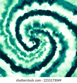 Bright . Green Textured Shirt  Color Tie Dye Paper Ornament. White Liquid Tie Dye, Spiral Brush Print. Natural Tiedye, Green Tie Die Background Spiral