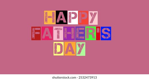 Bright Happy Father's Day Banner with a Bold Pink Background and Multicolored Typography - Powered by Shutterstock