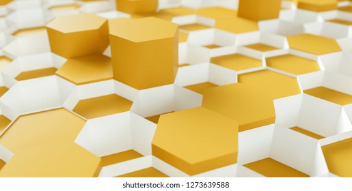 bright Hexagon Background - 3D rendering - Illustration 