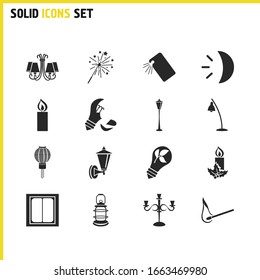 Bright Icons Set With Broken Bulb, Phone Flash Light And Eco Bulb Elements. Set Of Bright Icons And Electrical Concept. Editable Elements For Logo App UI Design.