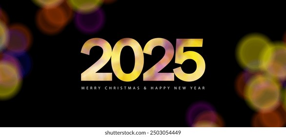 Bright and joyful New Year 2025 scene adorned with golden lights and Colorful bokeh, capturing the essence of celebration - Powered by Shutterstock