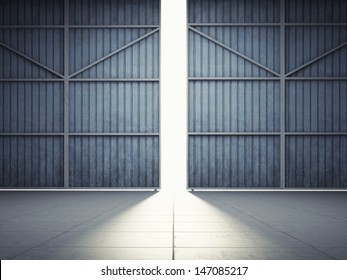 Bright Light In Open Hangar Doors