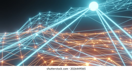 Bright light shinning in connected network.