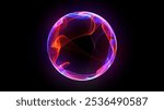 Bright neon 3d sphere in the space. Glowing particle 3d energy orb. Abstract technology, science, neural networks, and artificial intelligence. Virtual assistant concept.