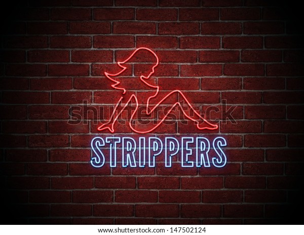 Bright Neon Sign Sexy Naked Female Stock Illustration