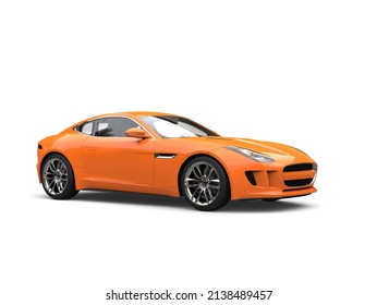 Bright Orange Modern Luxury Sports Car - Studio Shot - 3D Illustration