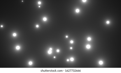 Bright photo flashes with lights rays in darkness, 3d render computer generating backdrop