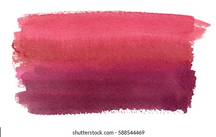 Bright Pink To Deep Wine Red Paint Gradient Painted In Watercolor On Clean White Background