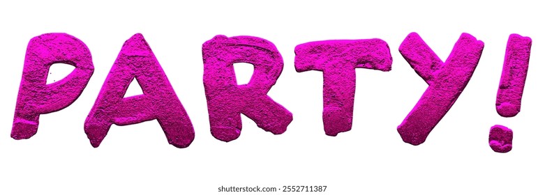 Bright pink 'PARTY' text in bold, playful font. Party theme with vibrant pink color. Exciting party vibe with pink letters. Perfect for party invitations. Festiveillustration isolated. - Powered by Shutterstock