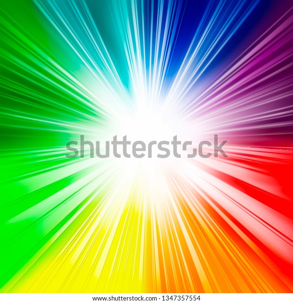 Bright Rainbow Background Rays Flash White Stock Illustration 1347357554