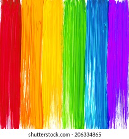 Bright Rainbow Colors Paint Strokes Background