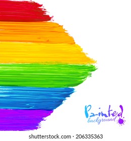 Bright Rainbow Paint Strokes Arrow Background