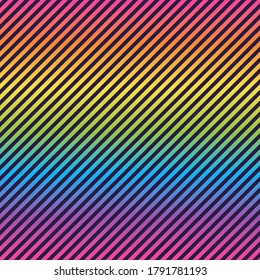 Bright Rainbow Retro Seamless Pattern - Colorful Ombre Gradient Repeating Pattern Design On Solid Dark Purple Background