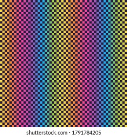 Bright Rainbow Retro Seamless Pattern - Colorful Ombre Gradient Repeating Pattern Design On Solid Dark Purple Background