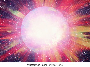 Bright rays of light emanating through the burning planet earth.  Copy space place in center. This is render image, no nasa photo