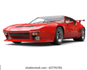 Bright Red Eighties Sports Car - 3D Illustration