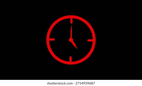 Bright red flat digital clock showing three twentyfive with matching frame on a black background Clear details and vibrant colors enhance visual appeal.