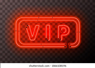 Bright red neon VIP sign with rectangle frame on transparent background - Powered by Shutterstock