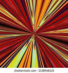 Bright Stripes Travelling Towards Far Distant Vanishing Point At High Speed 3D Illustration