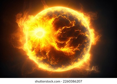 Bright Sun in Solar System, space background