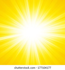 Bright sunbeams, shiny summer background with vibrant yellow & orange colors. Perfect light striped background