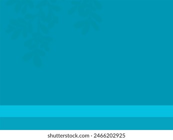 bright teal background for product presentation with leaves shadow on wall - Powered by Shutterstock