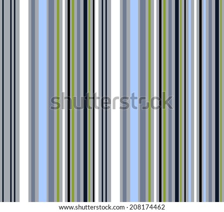 Bright vertical striped pattern. Seamless stripey background. Tileable wallpaper. White, blue, grey, green, black colors