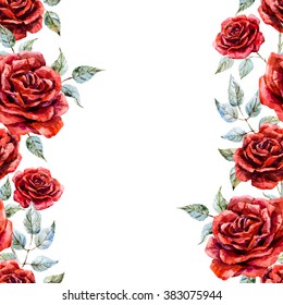 Bright Watercolor Floral Pattern Red Rose Stock Illustration 383075944 ...