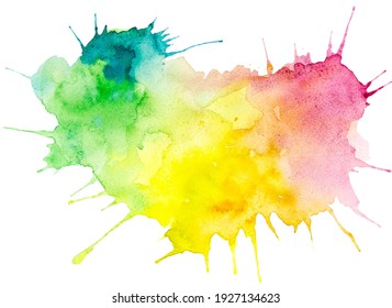 Bright Watercolor Hand Drawn Splashes Drops Textures Background 
