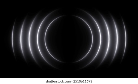 Bright white neon sound waves. Radio wave signal, radar, and searching visualization. Neon glowing audio waveform, radial music, and sound waves. Neon radial lights. - Powered by Shutterstock