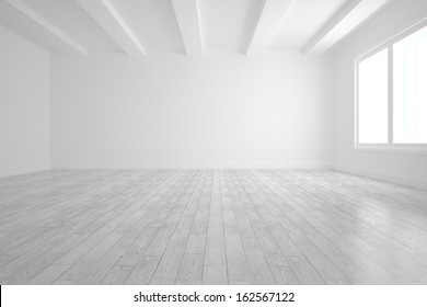 Bright White Room With Floorboards