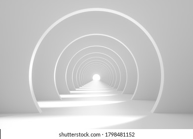 Bright White Tunnel Background, 3d Rendering. Computer Digital Drawing.