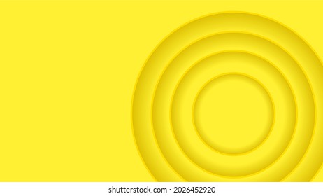 Bright Yellow Background Or Wallpaper With Circles And Text Space. Footage Material. Illustration.	