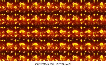 Bright yellow circles glowing and pulsating across dark red backdrop, creating seamless looping motion graphic for video backgrounds and visual design elements