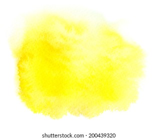 Bright Yellow Watercolor Spot With Watercolour Paint Smudge