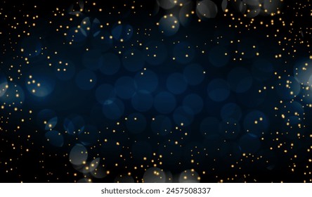 Brightly background with gold particles. Holiday background. Illustration of night sky with stars . Banner for holidays. Merry Christmas. Happy New Year. Happy Birthday. Illustration. - Powered by Shutterstock