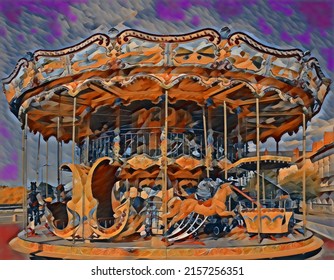 Brightly Colored Carousel Edited Look Like Stock Illustration ...