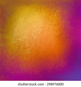 Brilliant Background In Bright Fun Colors With Shiny Gold And Orange Center And Pink And Purple Border With Grunge Texture