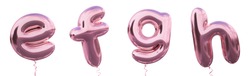Brilliant Balloon Alphabet Letter E, F, G, H With Pastel Purple Color Or Violet Color. Realistic Metallic Air Balloon 3d Rendering With Clipping Path Ready To Use For Your Trendy And Stylish Font Set