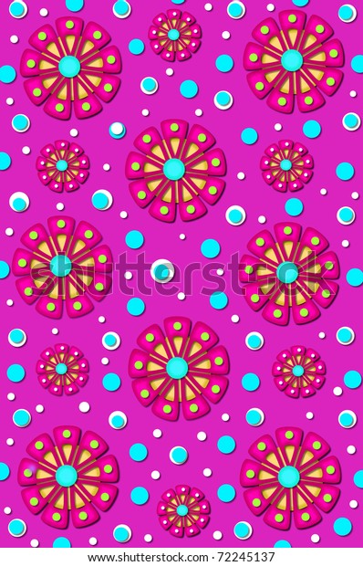 Brilliant Pinwheel Shaped Flowers Hot Pink Stock Illustration 72245137