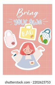 Bring Your Own Bag ! Woman Show Reusable Bags For You To Bring In The Store