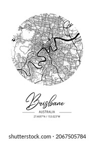 Brisbane - Australia Black Water City Map