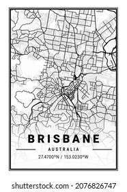 Brisbane - Australia Light City Map