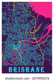 Brisbane - Australia Neon City Map